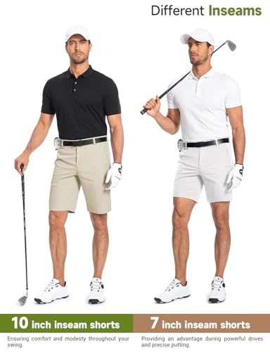 Men's Golf Shorts 7" 10" Dress Casual Shorts Quick Dry Stretch Anti-Wrinkle Work Hybrid Chino Shorts with 4 Pockets