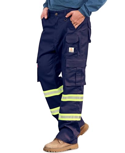 BOCOMAL FR Pants High Visibility Cargo Pockets Flame Resistant Hi-Vis Workwear Water & Oil Repellent Finish