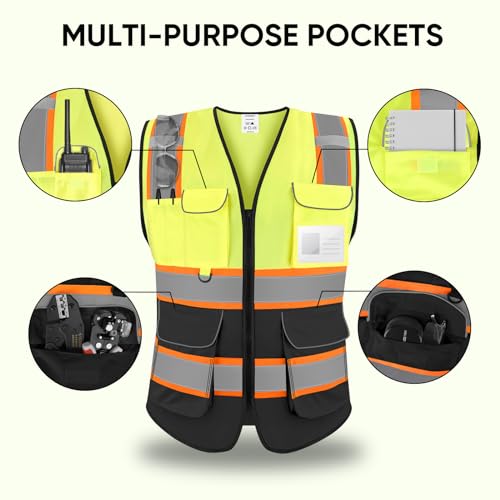 TICONN Reflective Safety Vest High Visibility Class II Mesh Vest for Women & Men Meets ANSI Standards