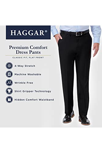 Haggar Men's Premium Comfort Classic Fit Flat Front Hidden Comfort Waistband Pant (Regular and Big & Tall Sizes)