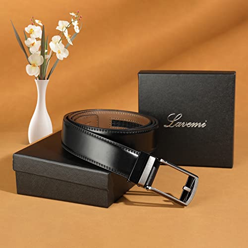 Lavemi Men's Real Leather Ratchet Dress Casual Belt, Cut to Exact Fit,Elegant Gift Box