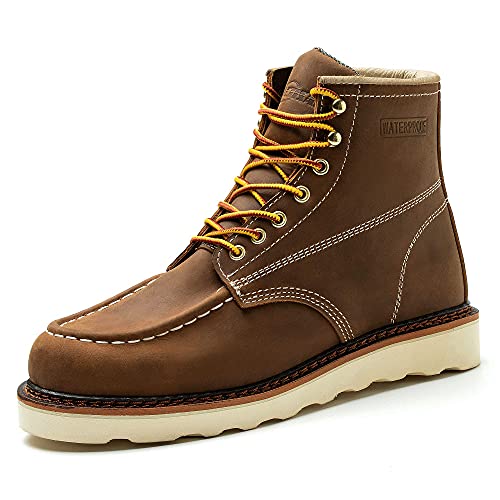 Work Boots for Men - 6 Inch Wedge Soft Toe Mens Work Boots, Waterproof Construction Work Shoes