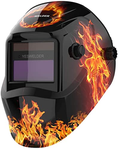 YESWELDER True Color Solar Powered Auto Darkening Welding Helmet, Wide Shade 4/9-13 for TIG MIG ARC Weld Hood Helmet LYG-L500A-VM