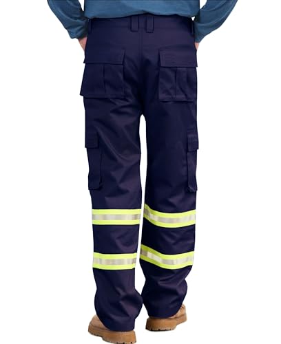 BOCOMAL FR Pants High Visibility Cargo Pockets Flame Resistant Hi-Vis Workwear Water & Oil Repellent Finish