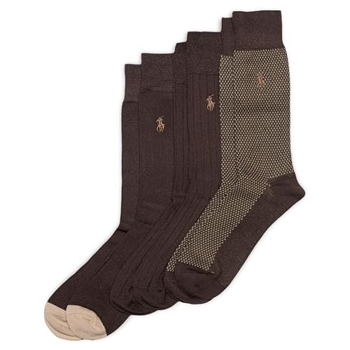 POLO RALPH LAUREN Men's Super Soft Birdseye Dress Crew Socks-3 Pair Pack-Signature Embroidered Pony & Heel-Toe Reinforcement