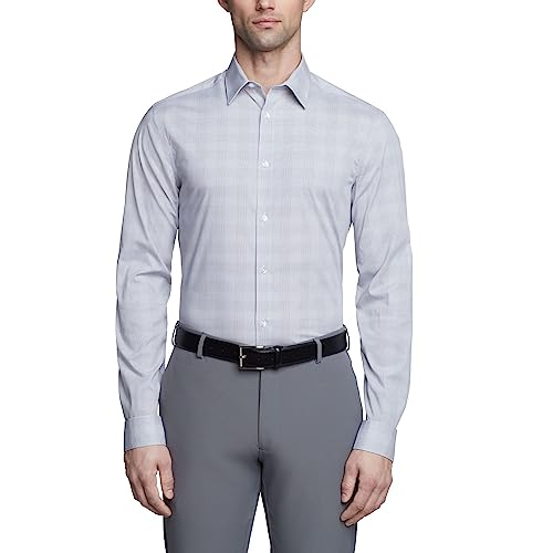 Calvin Klein Men's Non Iron Regular Fit Herringbone French Cuff Dress Shirt