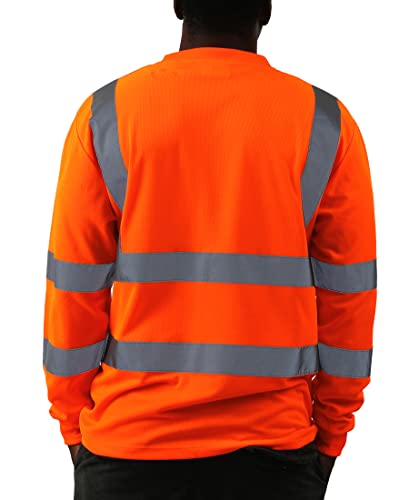 Hi Vis T Shirt Class 3 High Visibility Shirts for Men Safety Shirts with Reflective Strips and Pocket Breathable Construction Work Mesh Short Sleeve Yellow XL