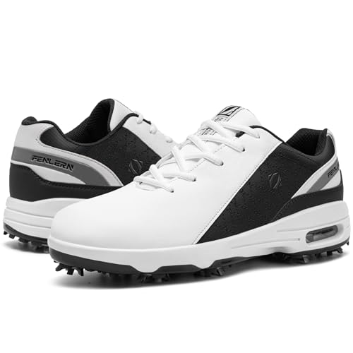 FENLERN Men's Golf Shoes Spiked Waterproof Comfortable Air Cushion F006