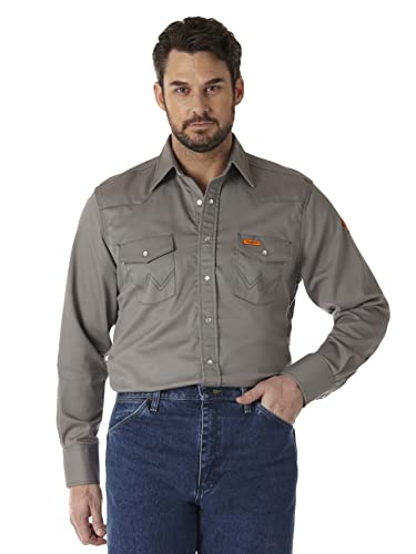 Wrangler Mens Riggs Workwear Flame Resistant Western Long Sleeve Two Pocket Snap Shirt