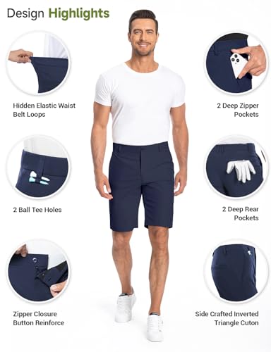 Men's Golf Shorts 7" 10" Dress Casual Shorts Quick Dry Stretch Anti-Wrinkle Work Hybrid Chino Shorts with 4 Pockets