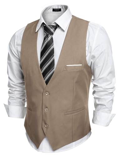 COOFANDY Men's Formal Suit Vest Slim Fit Casual Business Dress Waistcoat Vest