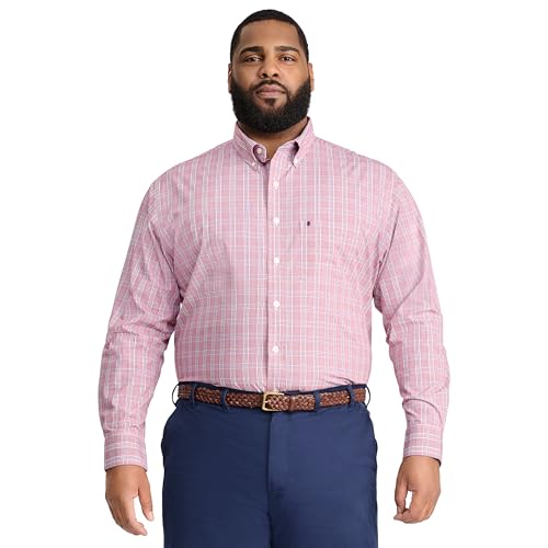 IZOD Men's Big and Tall Performance Comfort Long Sleeve Plaid Button Down