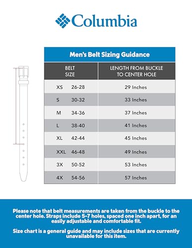 Columbia Men’s Trinity Logo Everyday Casual Dress Belt, Regular and Big and Tall Sizing