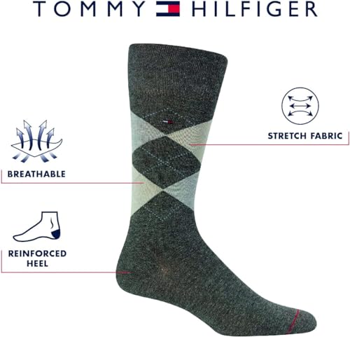 Tommy Hilfiger Men's Dress Socks - 8 Pack Comfort Stretch Crew Socks for Men - Crew Length Breathable Mens Work Socks (7-12)