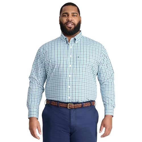 IZOD Men's Big and Tall Performance Comfort Long Sleeve Plaid Button Down