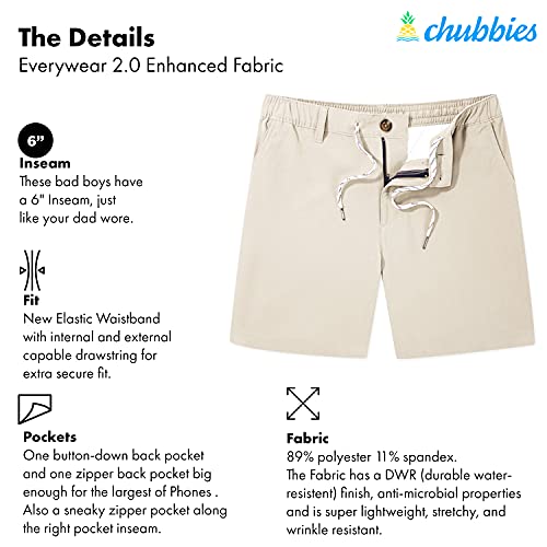 Chubbies Men's Performance Everywear Shorts 6 Inch Inseam, Water Resistant Chino Shorts