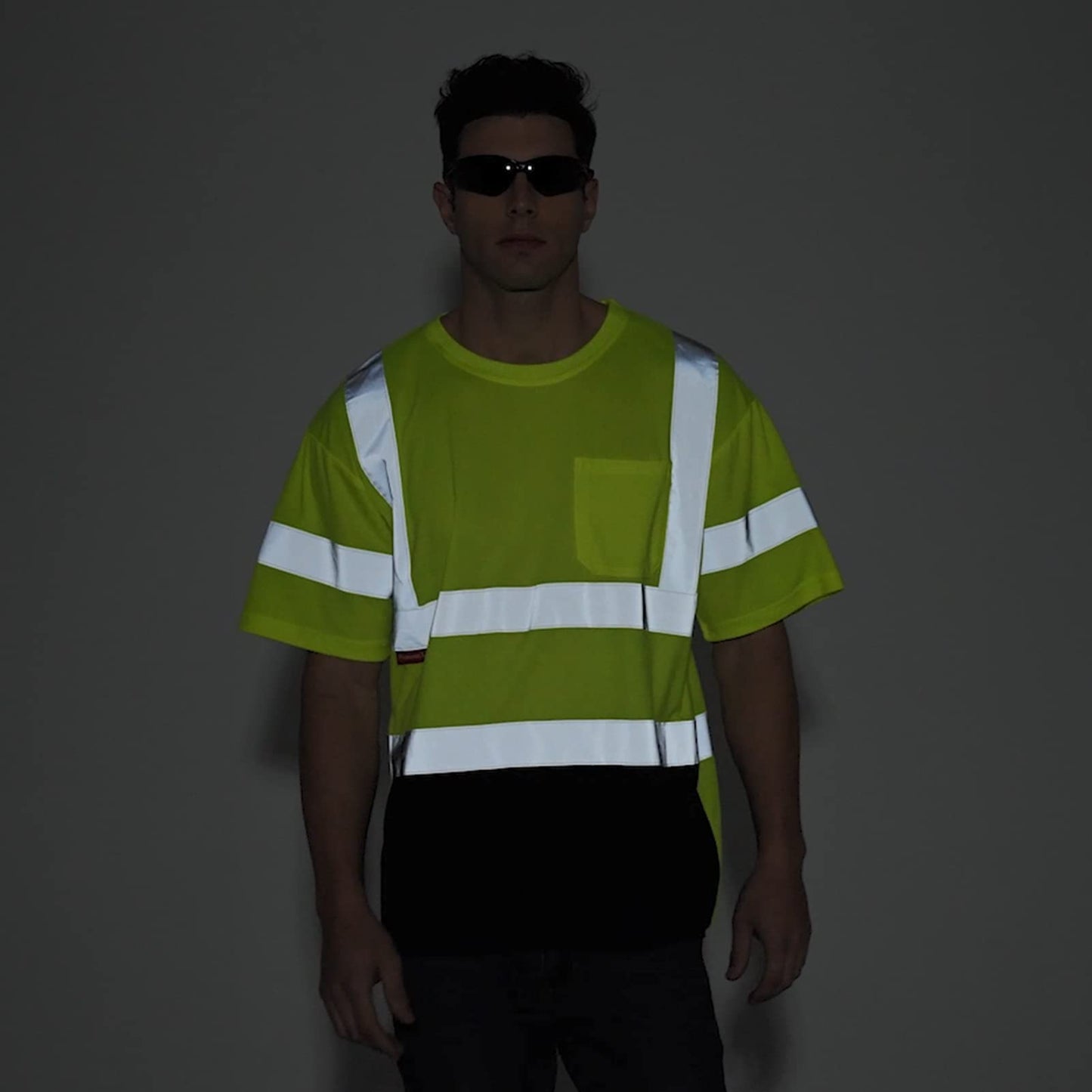 ProtectX High Visibility Short Sleeve Reflective Safety T-Shirt, Men's Heavy Duty Breathable Hi Vis Shirts, Class 2 Type R