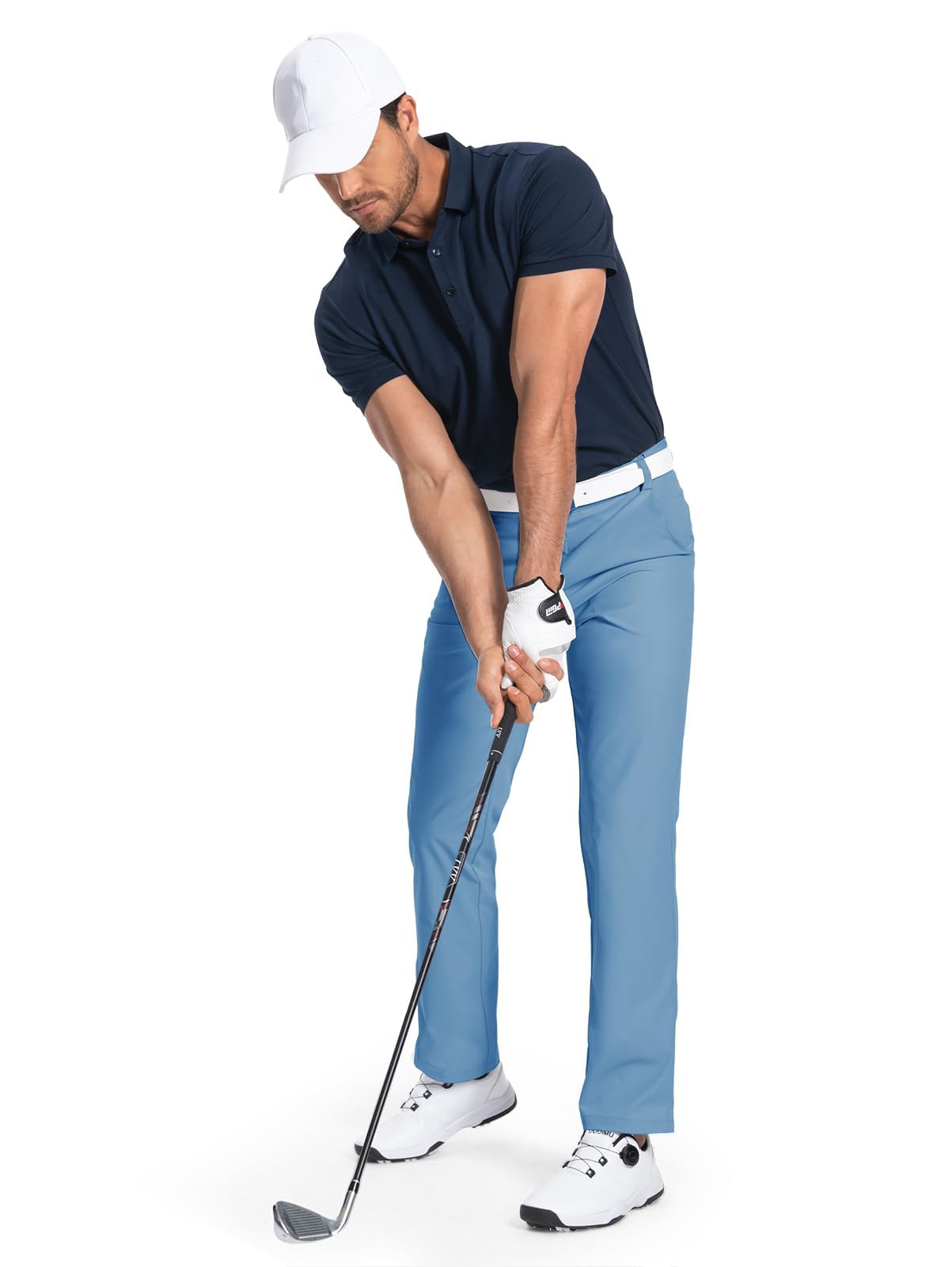 Men's-Golf-Pants-Classic-Fit Stretch Quick Dry Lightweight Dress Work Casual Outdoor Comfy Trousers with Pockets