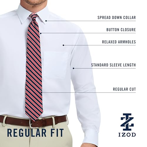 IZOD Men's Wrinkle Resistant Stretch Fabric Button Down Collar Dress Shirt