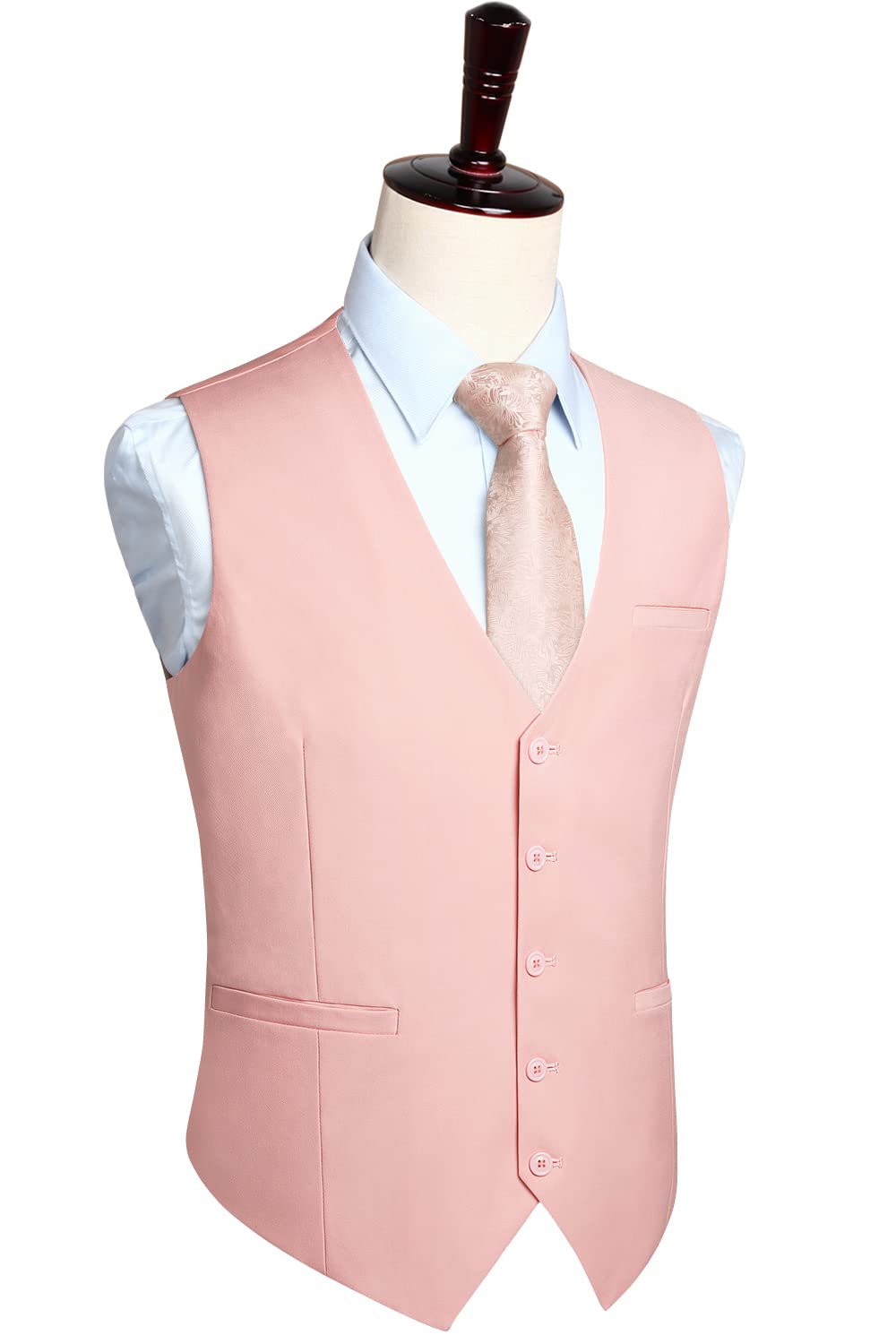 HISDERN Men's Suit Vest Business Formal Dress Waistcoat Vest with 3 Pockets for Suit or Tuxedo