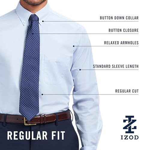 IZOD Men's Wrinkle Resistant Stretch Fabric Button Down Collar Dress Shirt