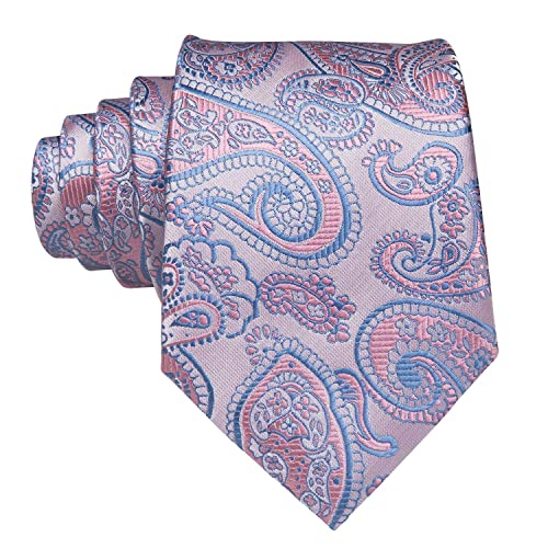 Hi-Tie Silk Paisley Ties for Men Necktie Pocket Square Cufflinks Set Foral Tie Sets Formal Business