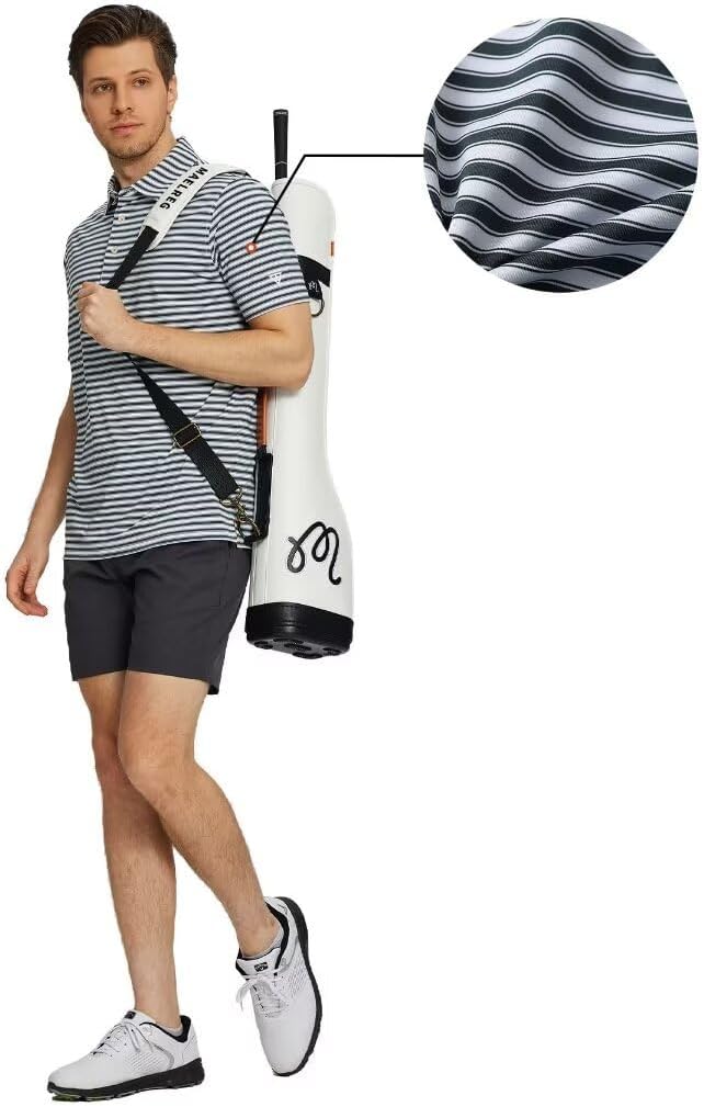 M MAELREG Golf Shirts for Men Short Sleeve Dry Fit Casual Striped Performance Moisture Wicking Collared Mens Polo Shirts