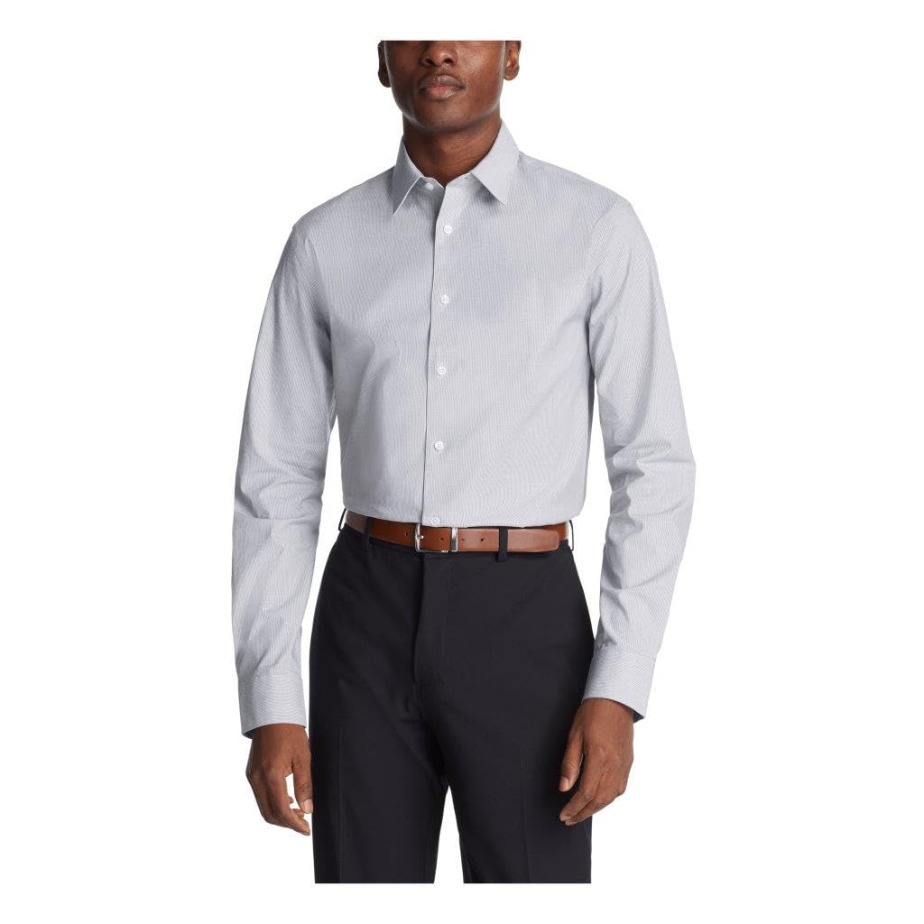 Calvin Klein Men's Non Iron Regular Fit Herringbone French Cuff Dress Shirt