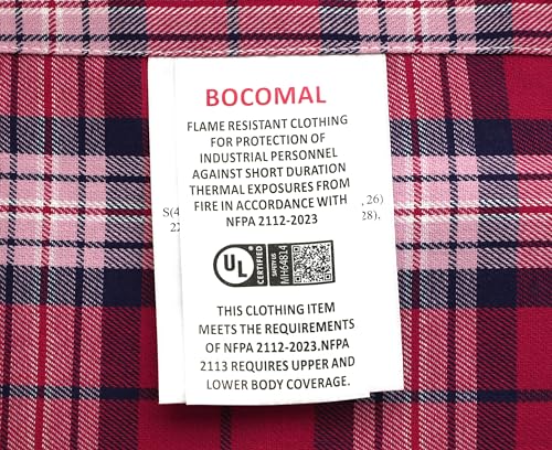 BOCOMAL FR Shirts for Men Flame Resistant Light Weight NFPA2112 Fire Retardant Welding Shirt Water & Oil Repellent Finish