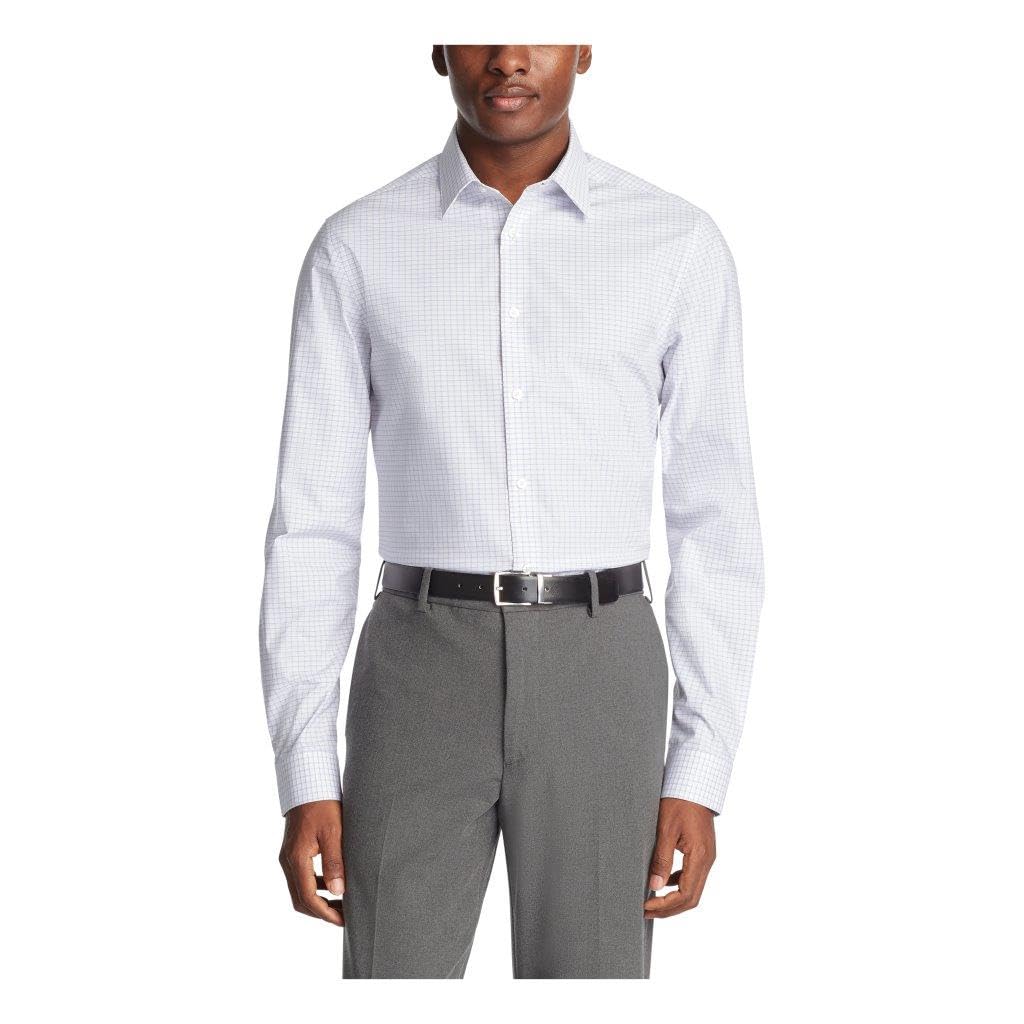 Calvin Klein Men's Non Iron Regular Fit Herringbone French Cuff Dress Shirt