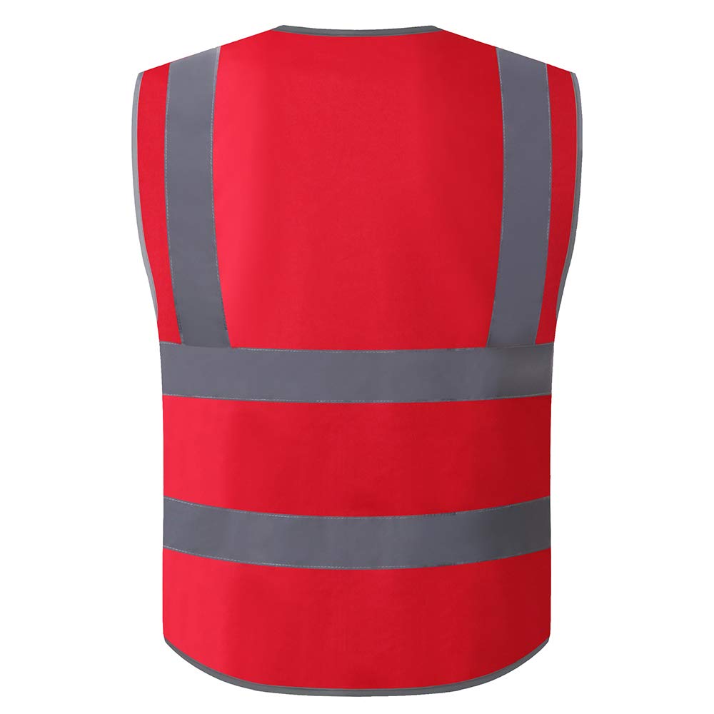 XIAKE Multiple Pockets Class 2 High Visibility Reflective Safety Vest Men Women Work Construction Vest Meets ANSI Standards