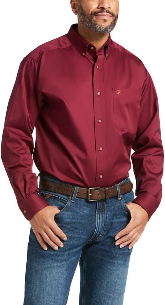 Ariat Solid Twill Classic Fit Shirt - Men's Long Sleeve Western Button-Down