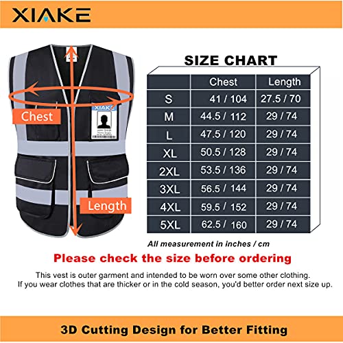 XIAKE Multiple Pockets Class 2 High Visibility Reflective Safety Vest Men Women Work Construction Vest Meets ANSI Standards