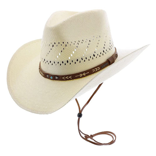 Stetson Natural Santa Fe Vented Shantung Outdoor Hat with Chin Strap TSSTFE-8334