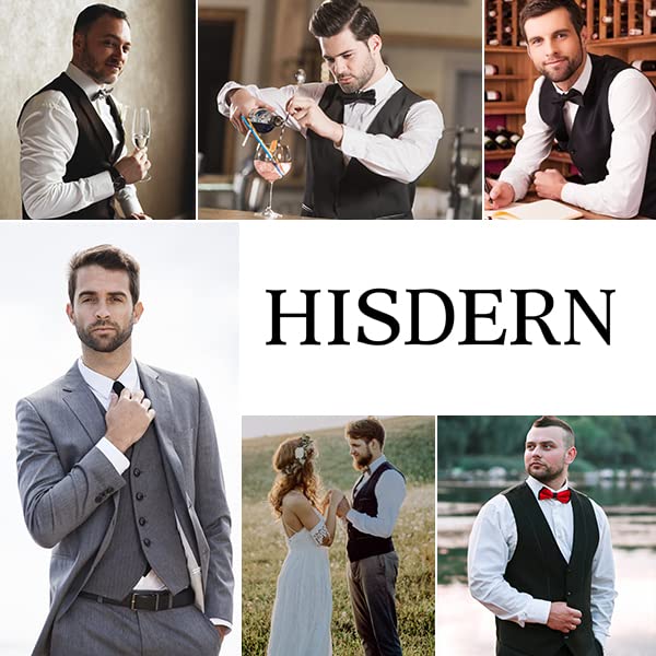 HISDERN Men's Suit Vest Business Plaid Formal Dress Waistcoat Slim Fit Vests for Men with 3 Pocket for Suit or Tuxedo