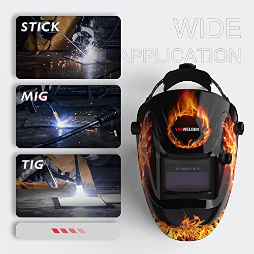 YESWELDER True Color Solar Powered Auto Darkening Welding Helmet, Wide Shade 4/9-13 for TIG MIG ARC Weld Hood Helmet LYG-L500A-VM