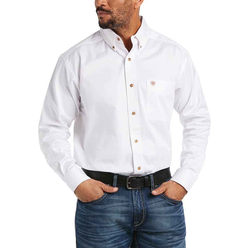 Ariat Solid Twill Classic Fit Shirt - Men's Long Sleeve Western Button-Down