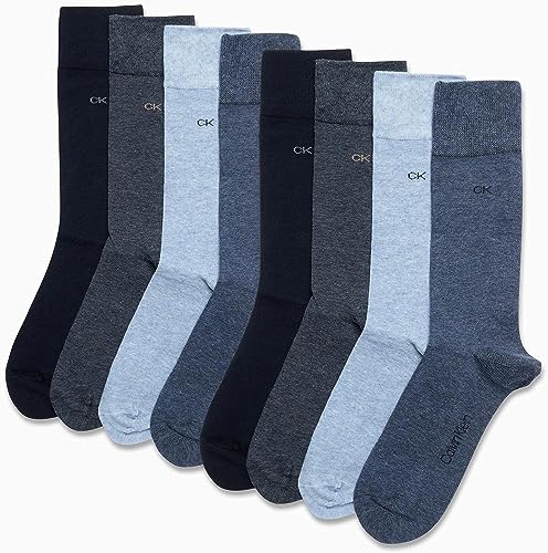 Calvin Klein Men's Dress Socks - Lightweight Cotton Blend Crew Socks (8 Pairs)