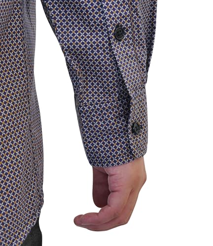 BOCOMAL FR Shirts for Men Printed Plaid Flame Resistant Clothing 6.5oz Cotton Button Up Welding Shirts NFPA2112 CAT2