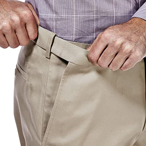 Haggar Men's Premium No Iron Khaki Classic Fit Expandable Waist Flat Front Pant (Regular and Big & Tall Sizes)