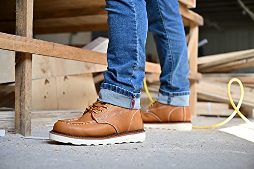 Work Boots for Men - 6 Inch Wedge Soft Toe Mens Work Boots, Waterproof Construction Work Shoes