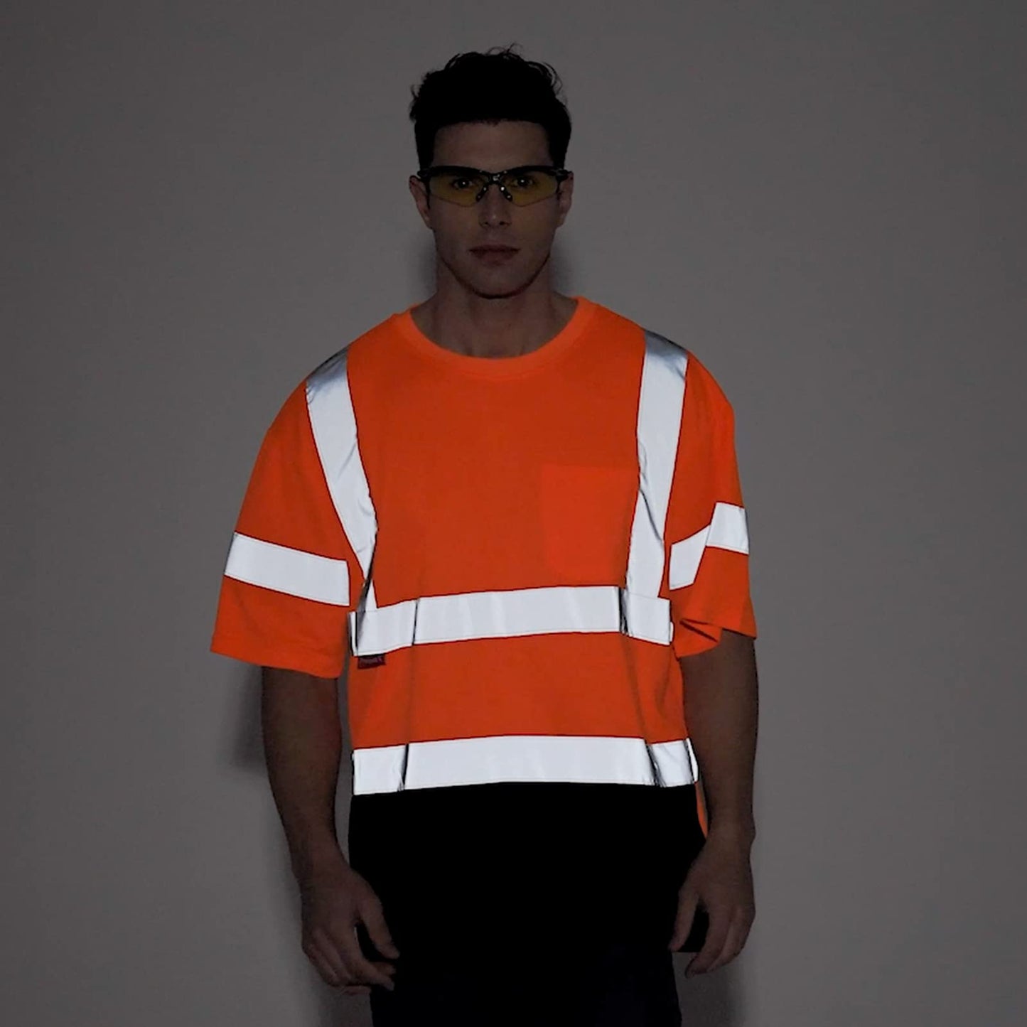 ProtectX High Visibility Short Sleeve Reflective Safety T-Shirt, Men's Heavy Duty Breathable Hi Vis Shirts, Class 2 Type R