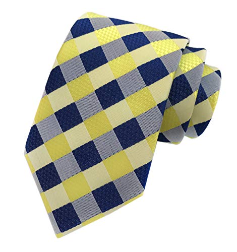 Kihatwin Men's Gingham Check Stripe Ties Pattern Business Formal Designer Neckties 3.15"