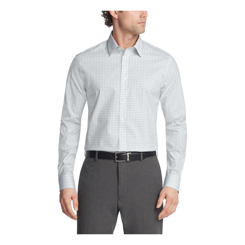 Calvin Klein Men's Non Iron Regular Fit Herringbone French Cuff Dress Shirt