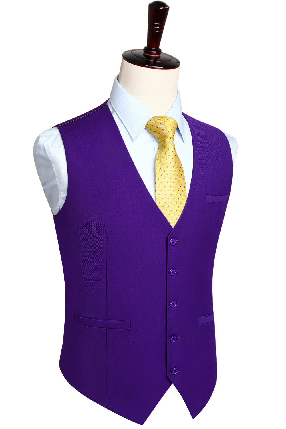 HISDERN Men's Suit Vest Business Formal Dress Waistcoat Vest with 3 Pockets for Suit or Tuxedo