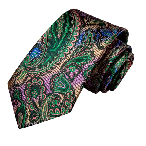 Hi-Tie Silk Paisley Ties for Men Necktie Pocket Square Cufflinks Set Foral Tie Sets Formal Business