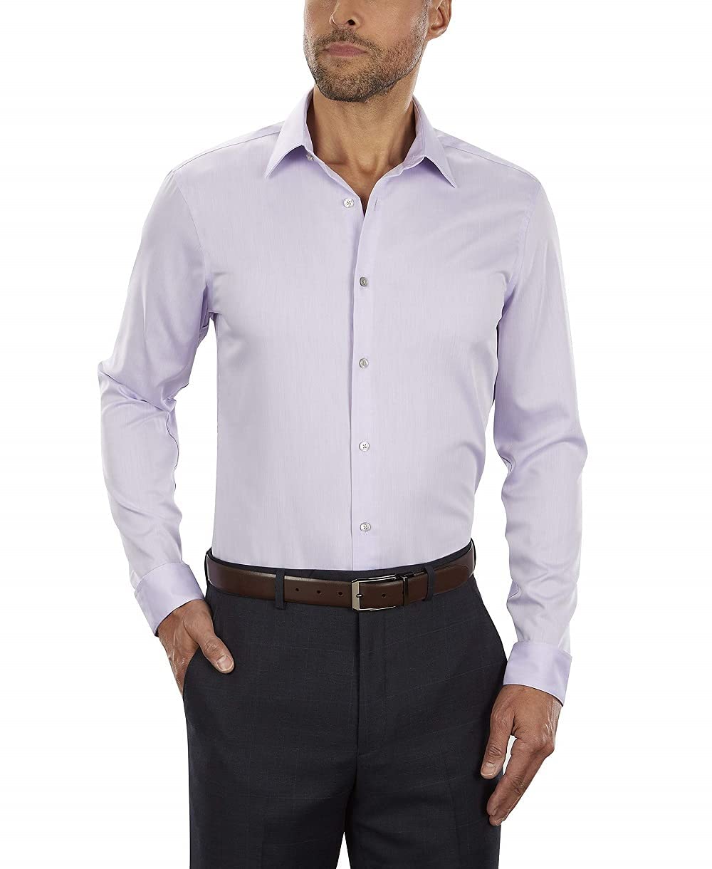 Calvin Klein Men's Dress Shirt Slim Fit Non-iron Herringbone