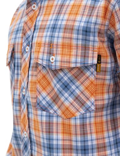 Men's FR Shirt 6.5oz Cotton Flame Resistant Long Sleeve Plaid Button-Down Work Shirts