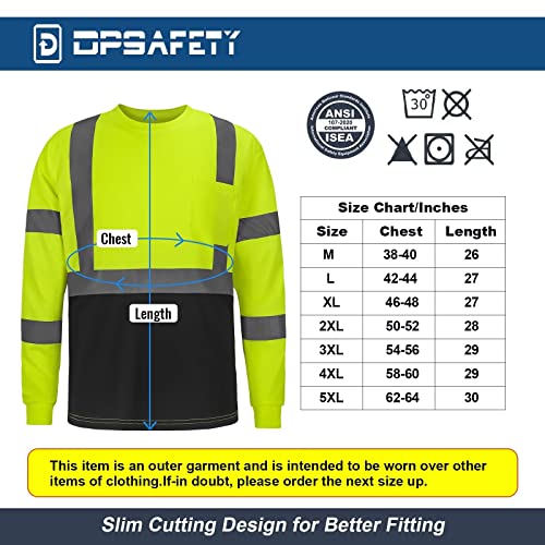 High Visibility Shirts Quick Dry Safety T Shirts with Reflective Strips and Pocket Short Sleeve Mesh Hi Vis Construction Work Class 2 Shirt for Men/Women Black Bottom Lime,Medium