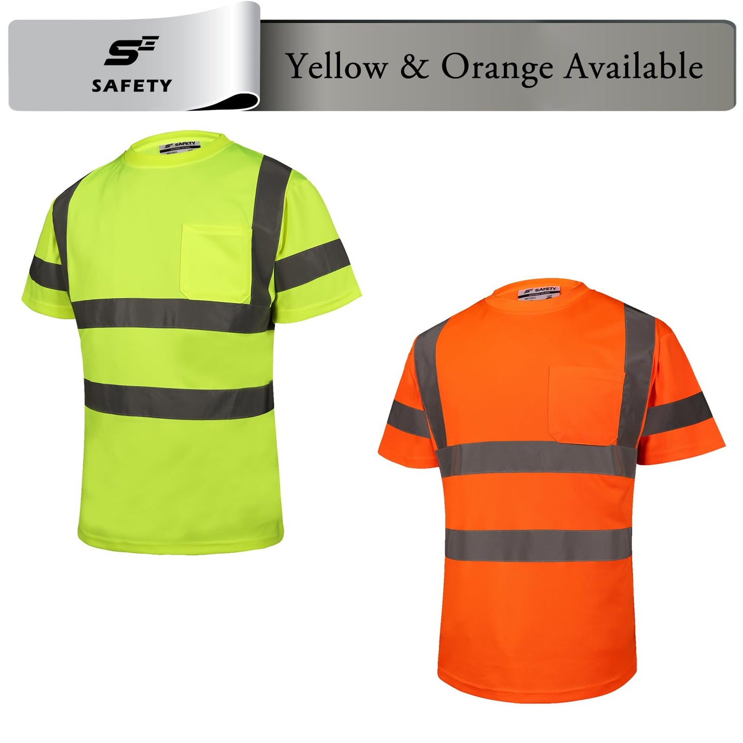 Hi Vis T Shirt Class 3 High Visibility Shirts for Men Safety Shirts with Reflective Strips and Pocket Breathable Construction Work Mesh Short Sleeve Yellow XL